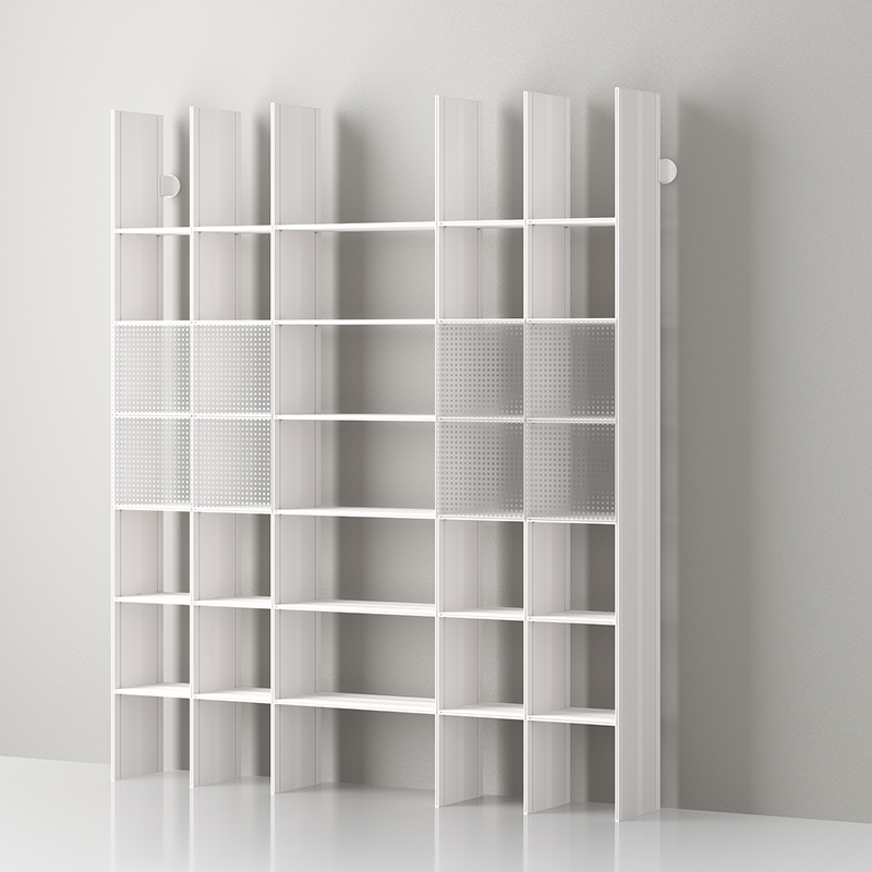 Mas 35 Servetto modular aluminium bookcase - white aluminium-white opale 1